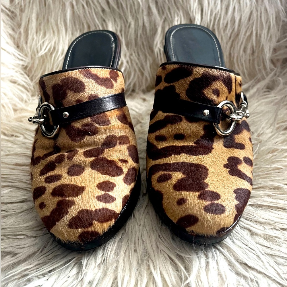 Coach heeled  animal print mule